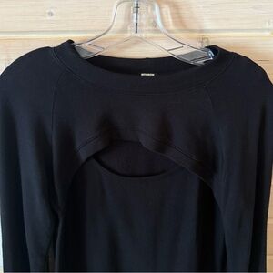 MONROW Cutout Crewneck Black Peekaboo Knit Top Sz M Minimalist Luxury Basics